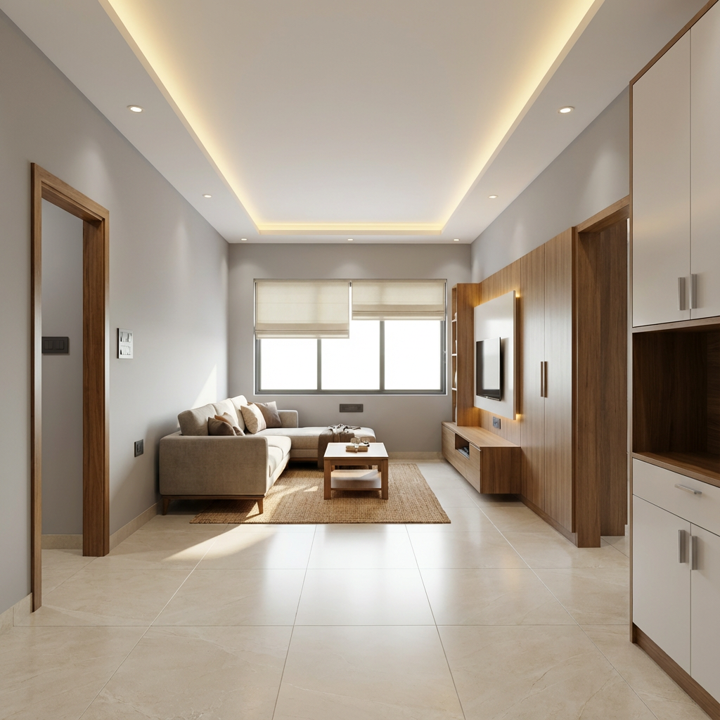AI-generated 3D design of the same living room