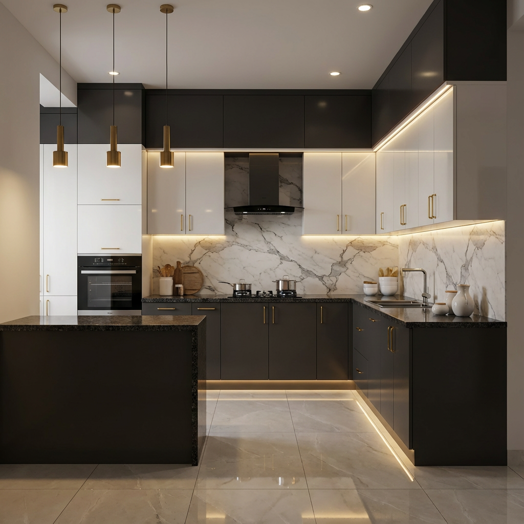 AI-generated 3D design of the same kitchen